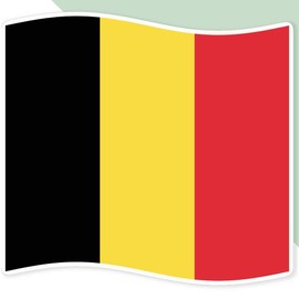 Extra Large 460mm 'Waving Belgian Flag' Permanent Sticker Decal for Cars/Windows/Bins/Walls (DW00105495)