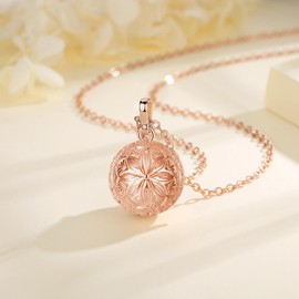 EUDORA Harmony Ball Bola Angel Caller Llamador de Ángeles Necklace for Pregnant Women, Angel Wishing Chime Harmony Mexico Ball Rose Gold Pendant Jewelry Gift for Mom-to-Be, 45"+30"