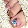 Blue Butterfly Press on Toenails White French Tip False Toenails