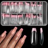 Bellelfin Pink French Tip Press on nails Long Coffin Fake