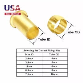 sashow 4mm OD 2.9mm ID Compression Sleeve Ferrules and Insert Tube Support 20 Pcs Brass