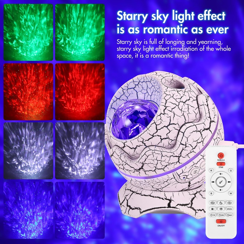 Palmcee Projector Galaxy Light with Bluetooth Speaker, Dinosaur Egg LED