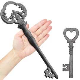 Zezzxu Large Iron Skeleton Key, Giant Cast Iron Key Prop Big Decorative Key for Wall Decors