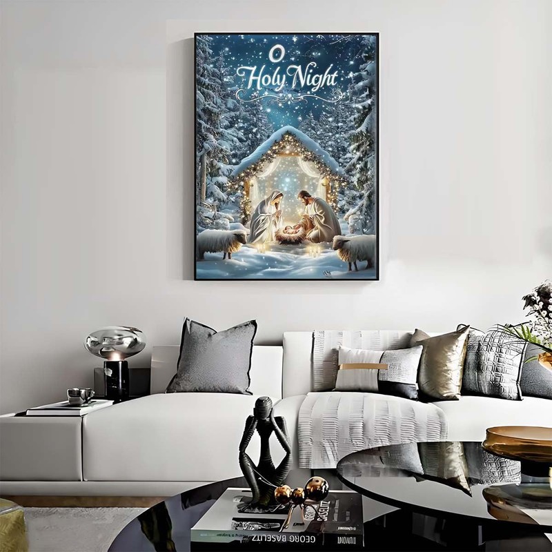 Holy Night 5D Diamond Painting Kits for Adults,Christma Winter Birth