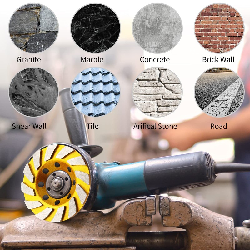 3 Pieces Diamond Cup Grinder 4 Inch Concrete Turbo Diamond