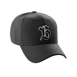 Daxton Structured Baseball Hat Cap Old English A to Z Letter Number Initial-Black, Letter B
