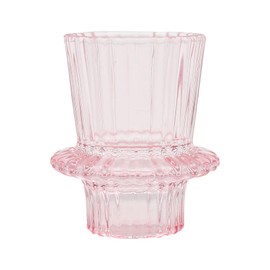 G Glass Candlestick Holder, Candle Holders for Pillar Candles, Taper Candles, Tealight Candles, Dining Table Decor, Shelf Decor, Centerpiece and Wedding, Pink-2.64" H Base 1.38",TOP 1.96”