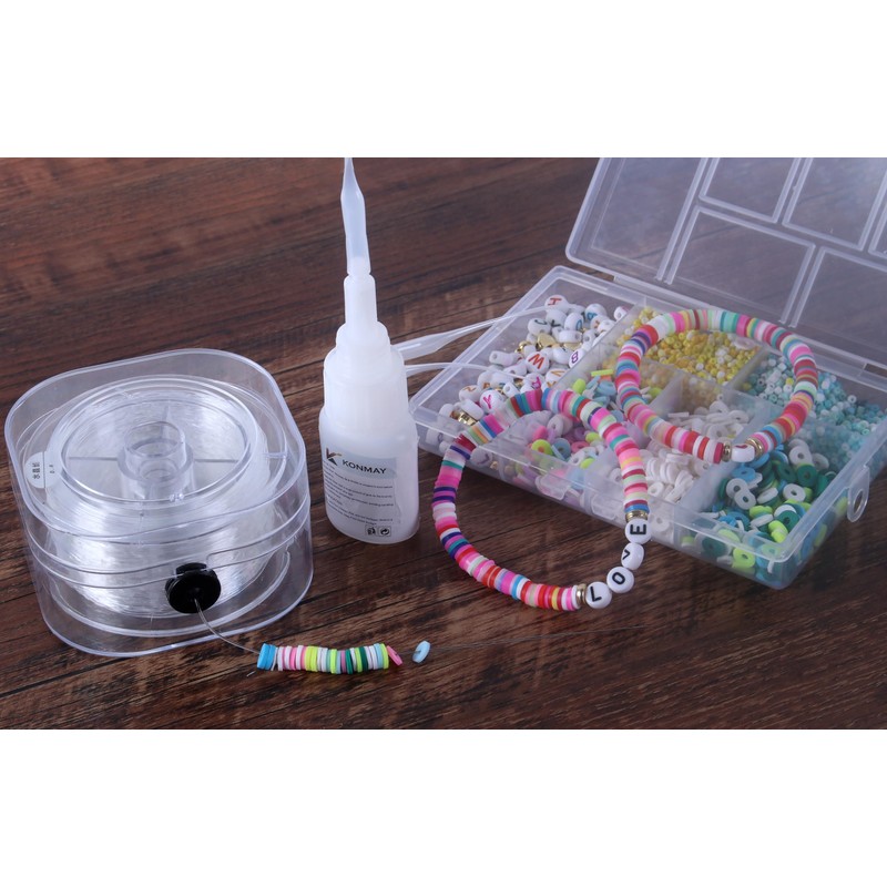 KONMAY 0.8mm Flat Elastic String Bracelet Making Kit-Includes 1 Roll