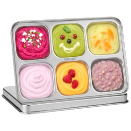 Palksky 6-Compartment Meal Prep Containers with Lid – Stainless Steel Food Containers for Little Hands – Divided Feeding Plate for Snacks & Daycare – Freezer & Dishwasher Safe