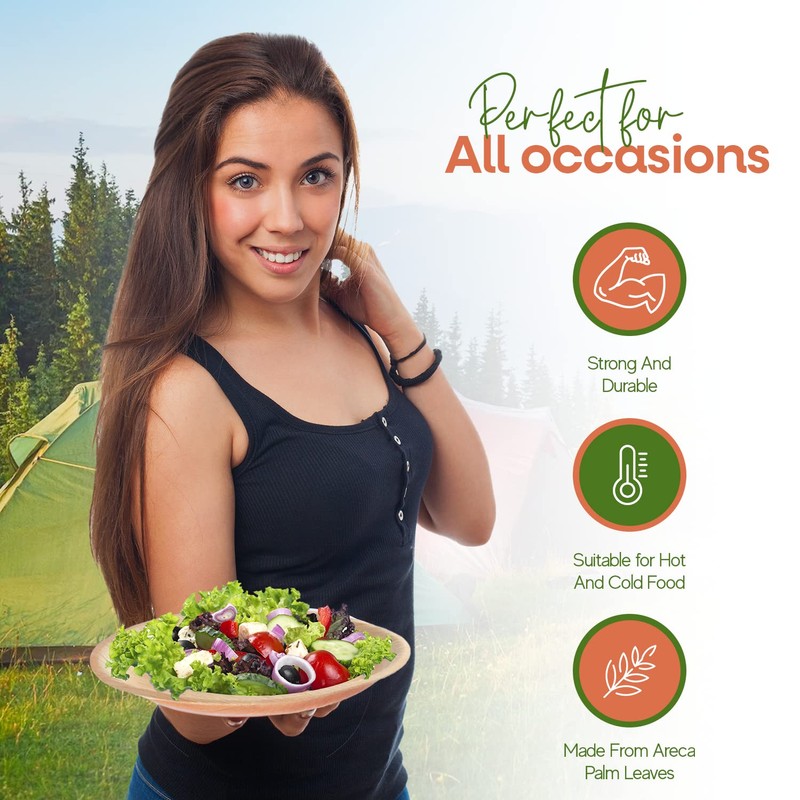 FOOGO Green 25 Disposable Palm Leaf Serving Trays, Small 8x5