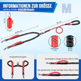 SlowTon Double Lead for 2 Dogs, 360° Rotating, Reflective Dog Lead with Two Padded Handles, Comfortable Shock-Absorbing Walking Training Dog Lead for Small Medium Dogs (3-16 kg)