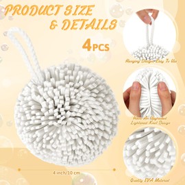 Teenyyou 4 Pcs Bath Sponge Shower Pouf Loofahs Shower Puff Exfoliating Loofah Bath Accessories Cleaning Tool for Body Gift Baskets Lavender Spa Gifts for Women Mom(White)