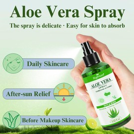 BIGHTURE Aloe Vera Spray from freshly-cut Pure Aloe for Skin Care, Aloe Vera Spray Infused wirh Cucumber Essence for Sunburn Relief, 6.93oz,Absorbs Rapidly, Cooling, Fine Spray for Whole Body Brand