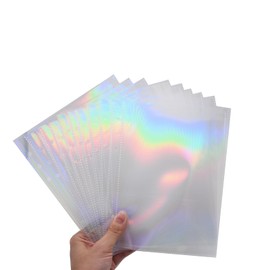 6 Holes Clear PVC Hologram Binder Pockets Loose Leaf Filing Bag Document Folder Refills Paper Page Sheet Protector for 6 Rings Budget Binder Notebook(A5,20Pack)