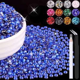 6000PCS 4mm Resin Rhinestones Bulk for Crafting (Royal Blue), Flatback Bedazzling Crystals for Crafts DIY Nail Decoration, Gems Charms for Tumbler Shoes Clothing Fabric with Pickup Pen and Tweezers