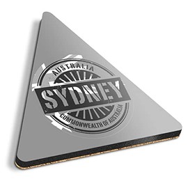 1 x Triangle Coaster - BW - Sydney Australia Australian Flag Cork Backed MDF Glossy Tea Coffee Accessory #40568