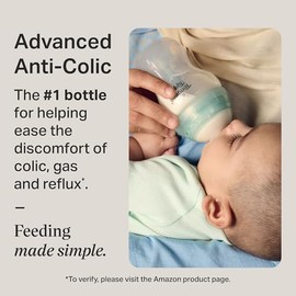 Tommee Tippee Biberones Advanced Anticólicos, Recién Nacido, 150ml/5oz | Paquete de 4, Tetina Flujo Lento Tipo Pecho, Diseño Único Aleja el Aire de la