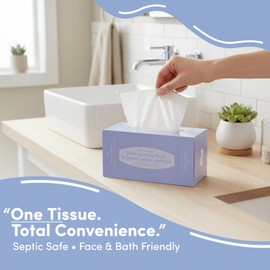Septic Safe Tube Free Toilet Paper- 4-Ply, Quick-Dissolving, Biodegradable Tissue for RV, Campers & Marine Use- Mom-Approved Soft Toilet Paper for Kids, Seniors & Travel Adventures- 4 Boxes, 320 Wipes