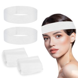 100 Pcs Disposable Spa Facial Stretch Headbands, LIOUCBD Non-Woven Skincare Headband for Washing Face, Individual Wrapped Hair Band with Convenient Closure for Women Esthetician Supplies Makeup, White