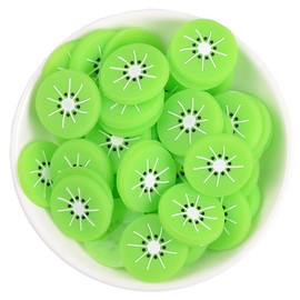 50 Pack Cute Fruit Vegetable Resin Charms Flatbacks Buttons Polymer Clay Beads for Miniature Fairy Garden Hair Accessories Jewelry Making Home Decorations(Kiwi)
