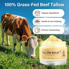 New Whipped Beef Tallow for Skin 4.05oz, 100% Organic Grass Fed Beef Tallow for Face, Pure Tallow Honey and Balm, Beef Tallow, Tallow Moisturizer for Face & Body, Natural Tallow Balm Nourish All Skin