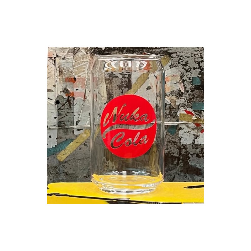 Nuka-Cola 16oz Can Glass, Screen Printed, Nucleation at Bottom
