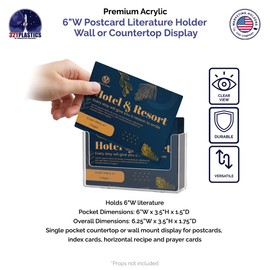 Marketing Holders 2 Pack Postcard Organizer 6 Inch Wide Countertop or Hanging Display Clear Acrylic Free Standing and Portable Printed Materials Index Card Bin for Doctors Offices Medical Complexes