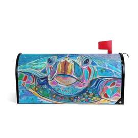 WOOR Colorful Sea Turtle Blue Ocean Magnetic Mailbox Cover MailWraps Garden Yard Home Decor for Outside Oversized-25.5" x20.8"