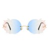 ENTHYI Rimless Round Sunglasses Women Fashion Personality Frameless Sunglasses Trendy