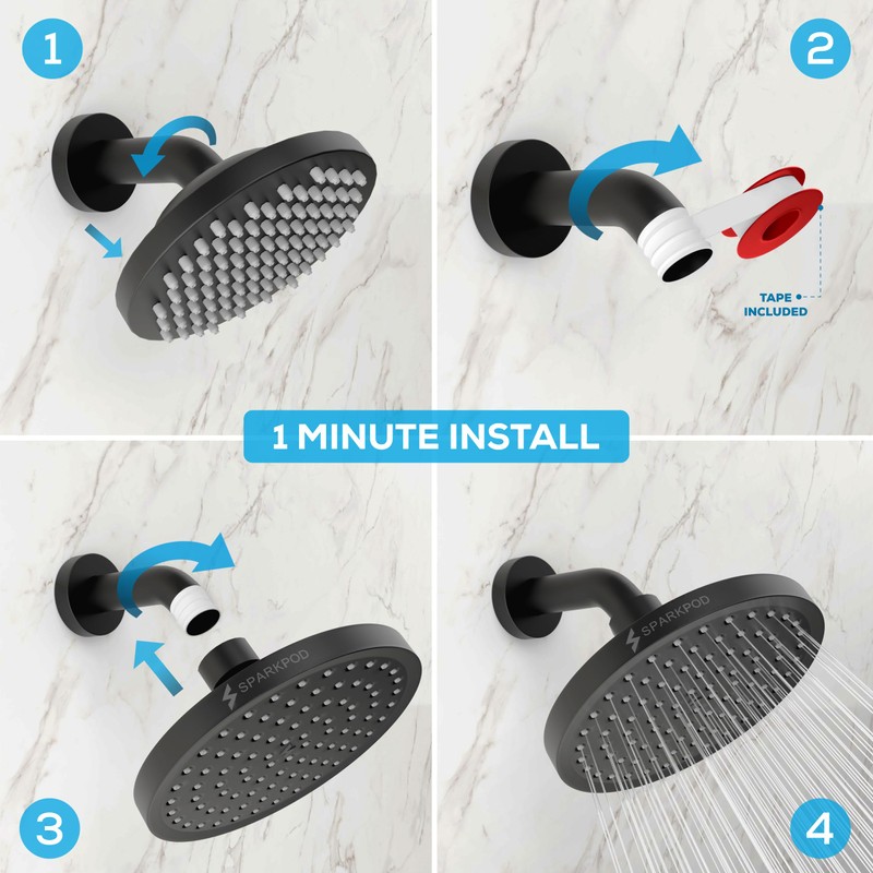 SparkPod Shower Head - High Pressure Rain - Premium Quality