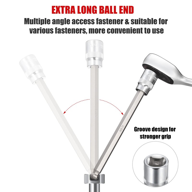 RIMKOLO 3/8 Inch Drive Long Ball End Hex Bit Socket