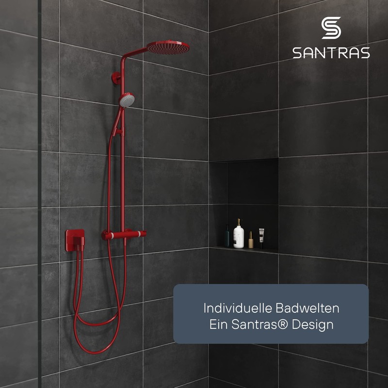 SANTRAS® Premium Shower Hose Red 1.50 m with Flow Limiter