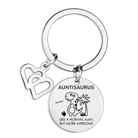 MADHAHEFU Auntie Keyring Gifts Mother’s Day Gifts for Auntie Birthday Gifts fAuntie from Niece Nephew AUNTISAURUS Like A Normal Aunt But More Awesome Keychain (aunt)