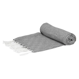 Nicola Spring Turkish Cotton Bath Towel - 172 x 90cm - Dark Grey - Pack of 1 - Lightweight & Absorbent Large Adults Drying Chevron Beach Towel Bathroom Gym Cloth Sauna Hammam Shower Sheet