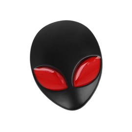 A ABSOPRO Black 3D Alien Head Shaped Metal Car Body Decorative Emblem Badge Decal Sticker Item Replacement