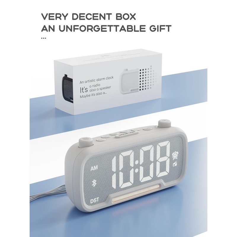 ROCAM Radio Alarm Clocks for Bedrooms,Plug in Digital Clock FM