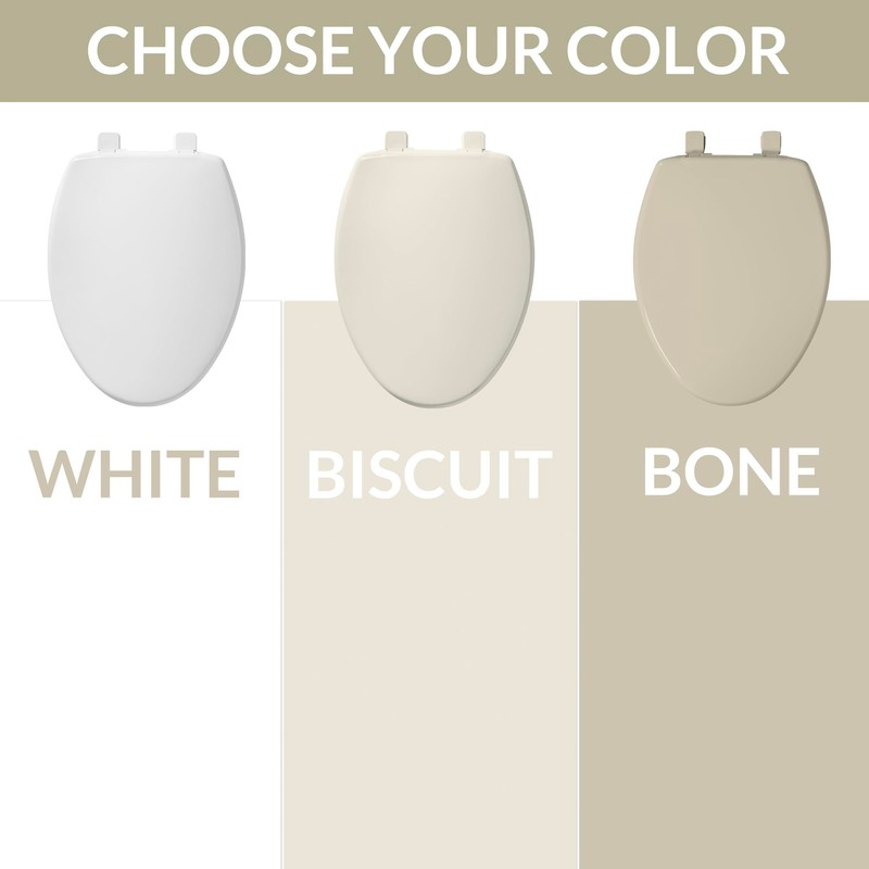 Bemis 730SLEC Slow Close Toilet Seat, Easy Clean Hinges and