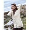 Aran Crafts Women's Irish Cable Knit Soft Buttoned Cardigan (100%