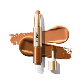 ICONIC LONDON Radiant Concealer & Brightening Duo | Creamy Liquid + Brightening Crayon Dual Ended Concealer, Cruelty Free, Vegan Makeup (Neutral Deep) 0.08 oz
