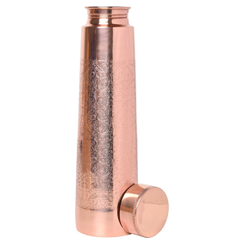 Copper Bottle Light House Shape, Etching Pattern, 900 Ml (30.43