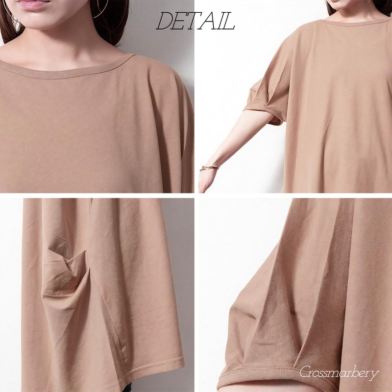 Cross Marberry JX108 Loose Tunic T-Shirt, Half Sleeves, 100% Cotton,