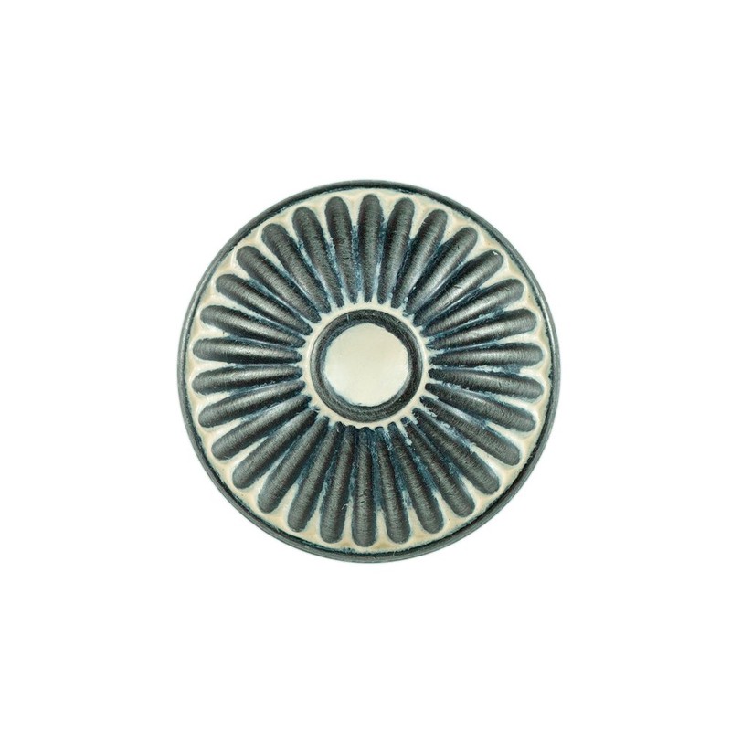 Vintage 1-1/2" Knob - White/Pewter