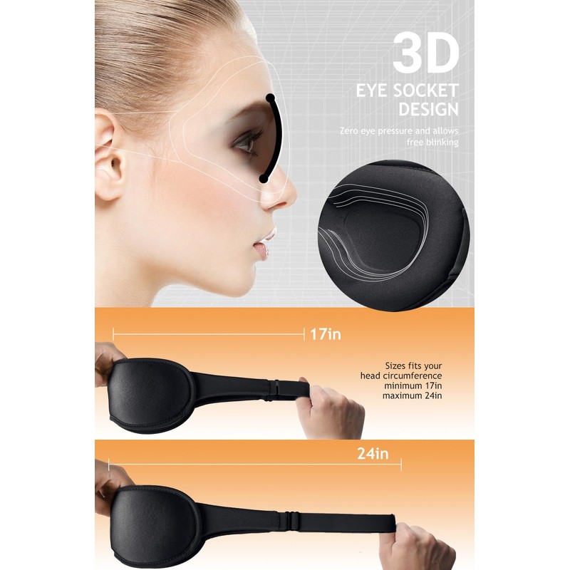Zero Eye Pressure 3D Sleep Mask – 100% Blackout, Ergonomic