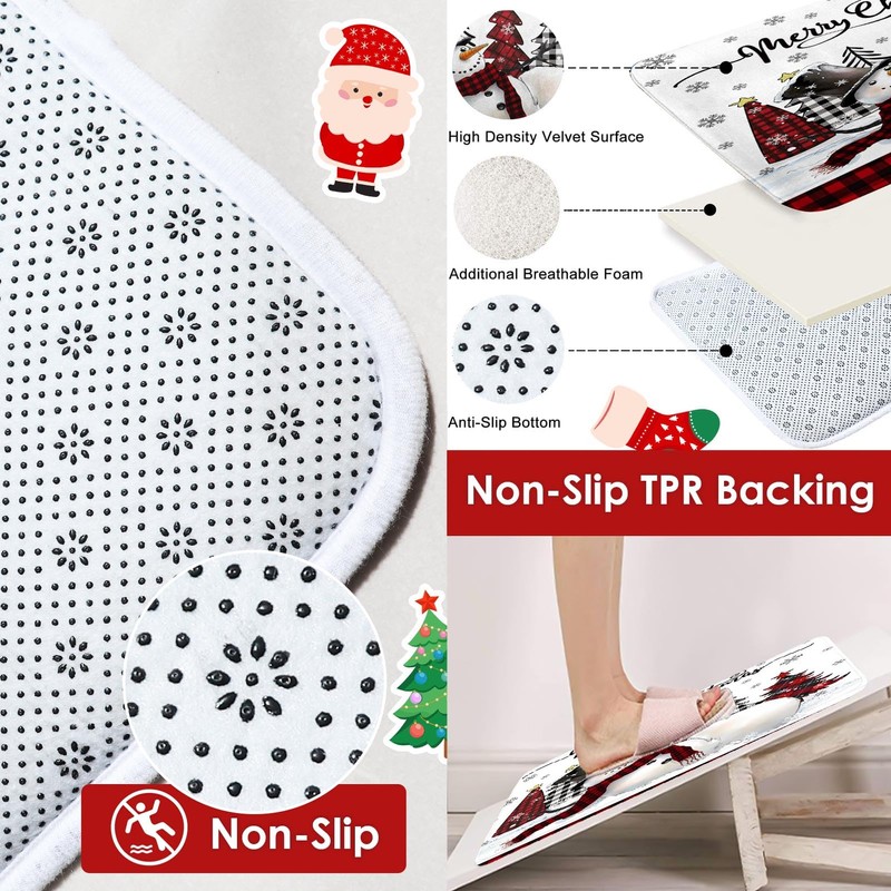 Bathroom Sets with Shower Curtain and Rugs, 4 Pcs, Snowman