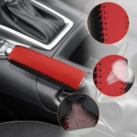 SUNBREATH Compatible with Genuine Leather Hand-Stitched Handbrake Cover Interior Protective Decoration for Mazda 3 Axela 2014-2017 6 Atenza 2014 2015 CX3 2016 2017 CX5 2013-2015 Red Line