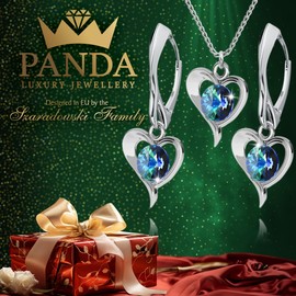 Jewellery Set for Women Heart with Crystals Earrings Silver 925 Hanging Chain with Pendant Jewellery Set for Her Earrings and Necklace Girls Gift Valentine's Day Christmas Mother's Day, Sterling