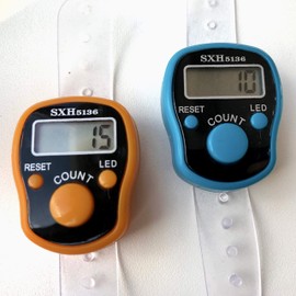 KnitUK Tally Counter - LED Backlight. Pack of 2. Turquoise and Orange Digital Knitting Row Counters.