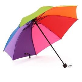 Tinsow 8 Rib Rainbow Umbrella Portable Tri-Folded Umbrella Collapsible, Compact and Durable, Lightweight and Cute Travel Umbrella