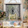 NewWPKIRA 1 Panel Black Floral Embroidery Sheer Lace Curtain Valance