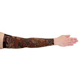 Lymphedivas Dragon Lair Mocha Medical Graduated Compression Arm Sleeve for Lymphedema (Long 20-30 mmHg Small)